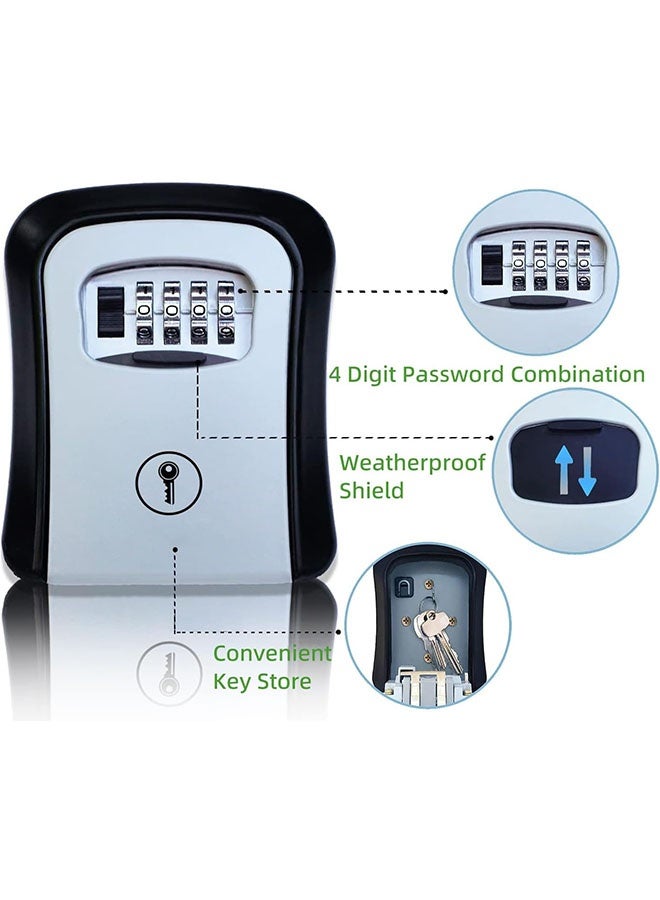 جدار مثبت مفتاح قفل مربع للخارج، قوية ودائمة للماء الطارئة الاحتياطي مفتاح قفل مربع المدرسة الاحتياطي منزل، مجلس الوزراء المفتاح مع رمز إعادة تعيين للمنزل - Image 2